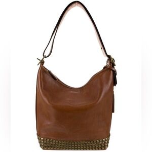 Coach 2013 Brown Leather Studded Hobo Shoulder Bag with Dustbag!